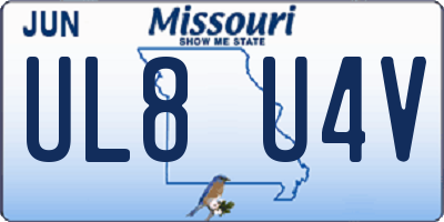 MO license plate UL8U4V