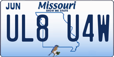 MO license plate UL8U4W