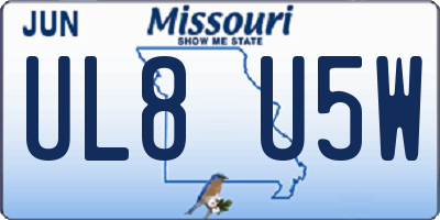 MO license plate UL8U5W