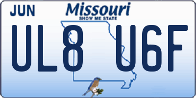 MO license plate UL8U6F