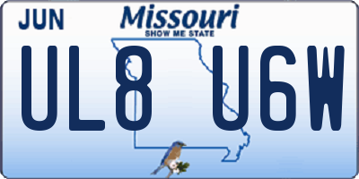 MO license plate UL8U6W
