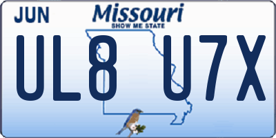 MO license plate UL8U7X