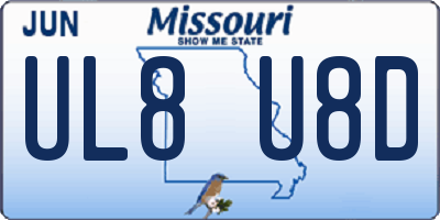MO license plate UL8U8D