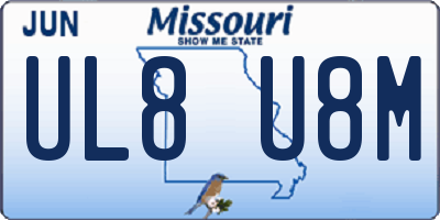 MO license plate UL8U8M