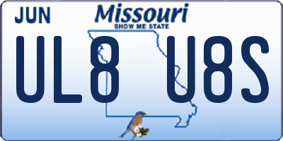 MO license plate UL8U8S