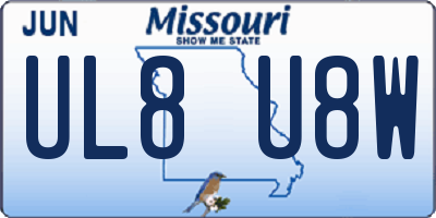 MO license plate UL8U8W