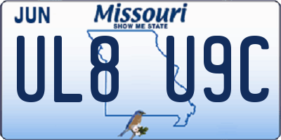 MO license plate UL8U9C
