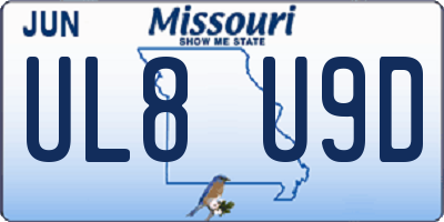 MO license plate UL8U9D