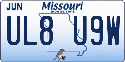 MO license plate UL8U9W