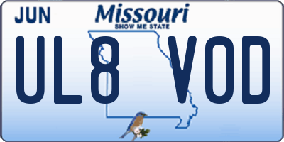 MO license plate UL8V0D
