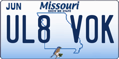 MO license plate UL8V0K