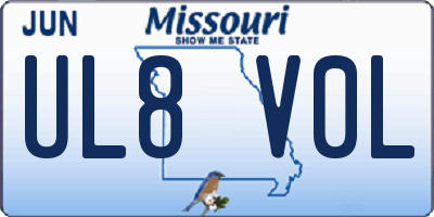 MO license plate UL8V0L