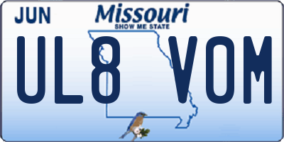MO license plate UL8V0M