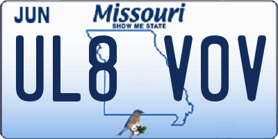 MO license plate UL8V0V