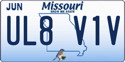 MO license plate UL8V1V