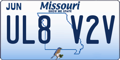 MO license plate UL8V2V