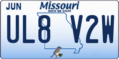MO license plate UL8V2W