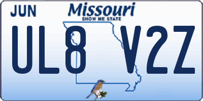 MO license plate UL8V2Z