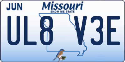 MO license plate UL8V3E
