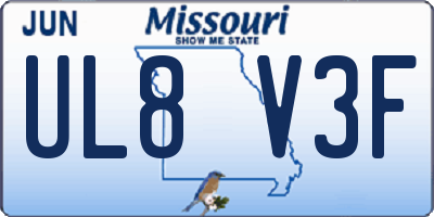 MO license plate UL8V3F