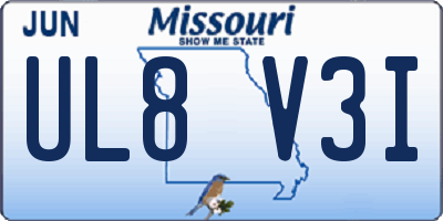 MO license plate UL8V3I