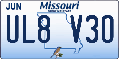 MO license plate UL8V3O