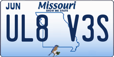 MO license plate UL8V3S
