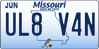 MO license plate UL8V4N