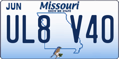 MO license plate UL8V4O