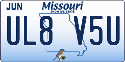 MO license plate UL8V5U