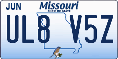 MO license plate UL8V5Z