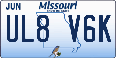MO license plate UL8V6K