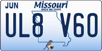 MO license plate UL8V6O