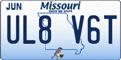 MO license plate UL8V6T