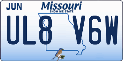 MO license plate UL8V6W