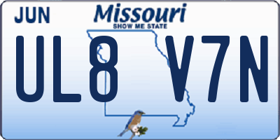 MO license plate UL8V7N