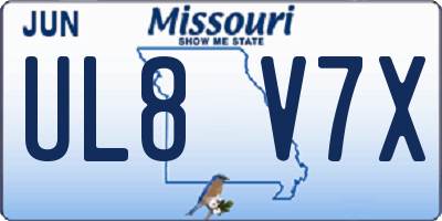 MO license plate UL8V7X