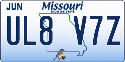 MO license plate UL8V7Z