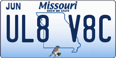 MO license plate UL8V8C