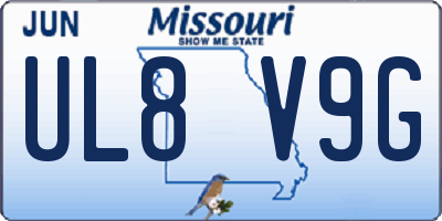 MO license plate UL8V9G