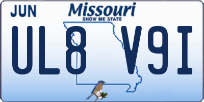 MO license plate UL8V9I