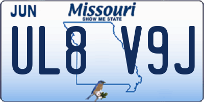MO license plate UL8V9J