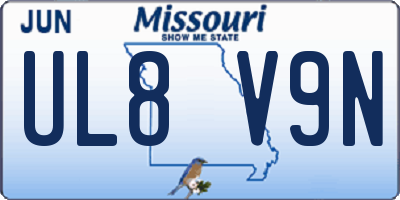 MO license plate UL8V9N