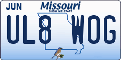 MO license plate UL8W0G