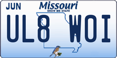 MO license plate UL8W0I