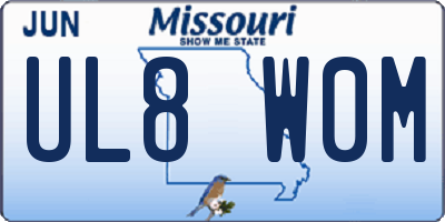 MO license plate UL8W0M