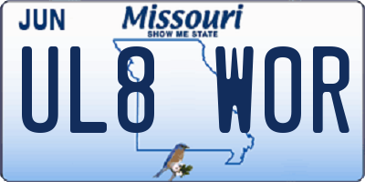 MO license plate UL8W0R