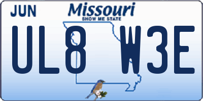 MO license plate UL8W3E