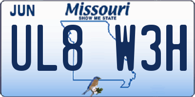 MO license plate UL8W3H