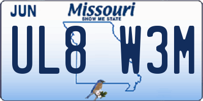 MO license plate UL8W3M
